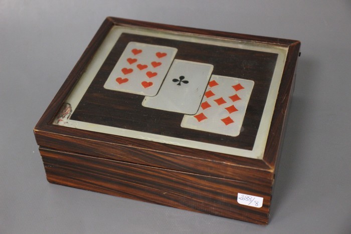 BOITE A CARTES A JEUX en placage de bois...