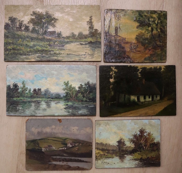 SIX PETITS TABLEAUX principalement fin XIXe...