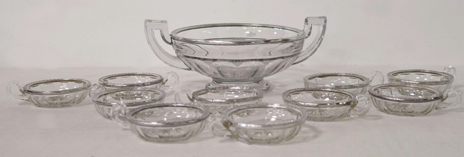 ENSEMBLE en verre moulé de godrons et monture...