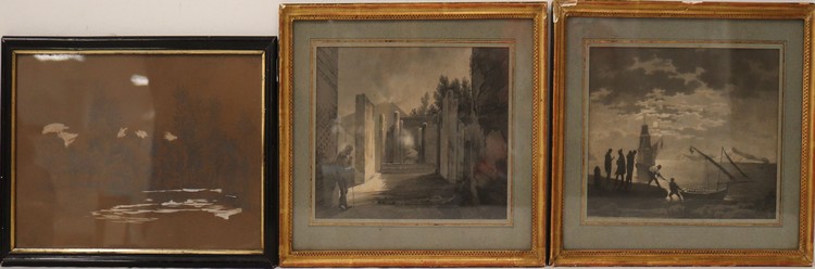 DEUX LITHOGRAPHIES en noir dans le goût des...