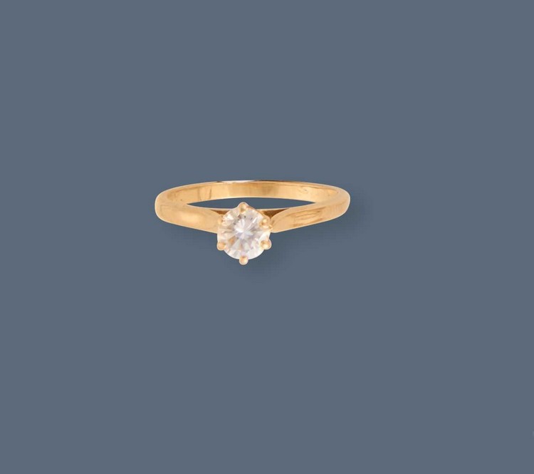 BAGUE SOLITAIRE en or jaune (750) ornée d'un...