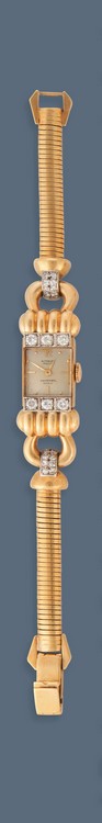 MONTRE bracelet de dame en or jaune (750)...