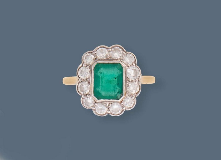 BAGUE marguerite en or jaune et gris (750)...