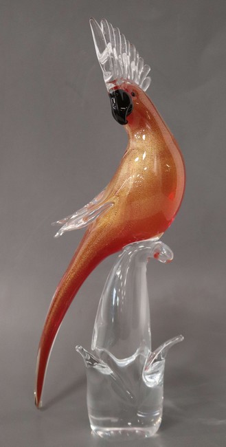 PERROQUET en verre moulé pressé et soufflé,...