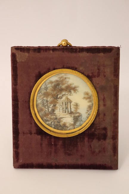 MINIATURE ronde sur ivoire représentant une...