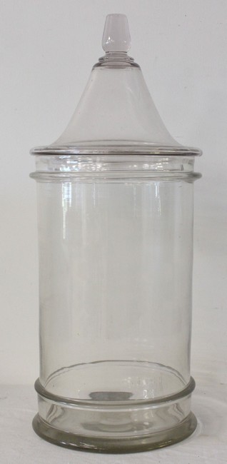 GRAND POT A PHARMACIE en verre de forme cylindrique...