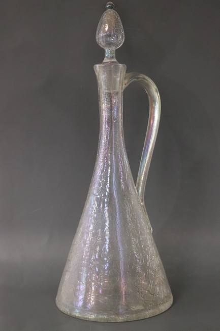GRANDE CARAFE en verre soufflé irisé avec...