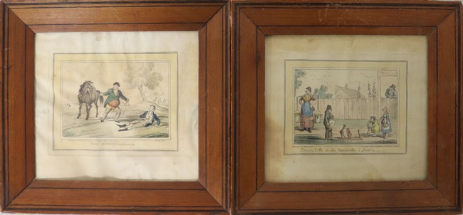 PAIRE DE GRAVURES anglaise en couleurs.