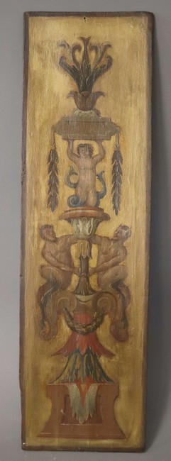 PANNEAU rectangulaire en bois peint à décor...