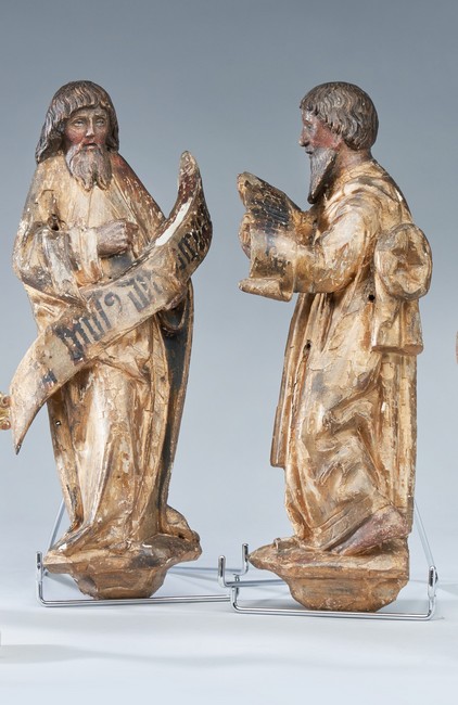 DEUX SAINTS PERSONNAGES en bois sculpté en...