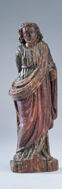 SAINT PERSONNAGE drapé en chêne teinté et...