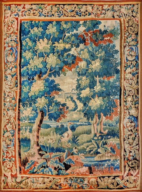 TAPISSERIE type verdure en laine polychrome...