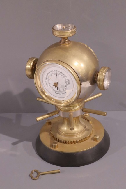 RARE PENDULE BAROMETRE en bronze en forme...