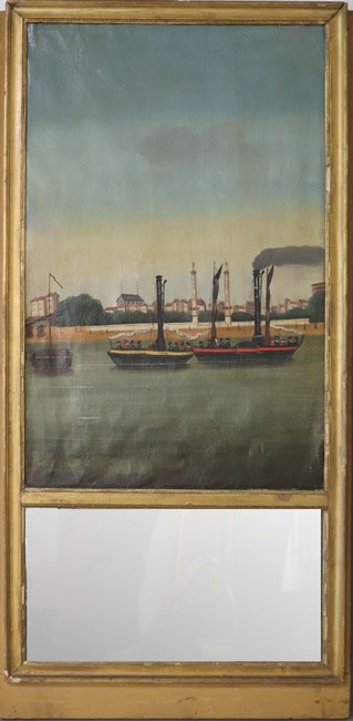 TRUMEAU orné d'une toile représentant des...