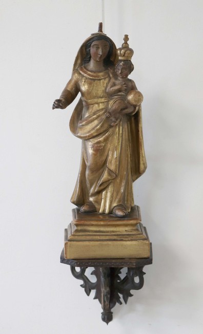 VIERGE A l'ENFANT en majesté en bois sculpté...