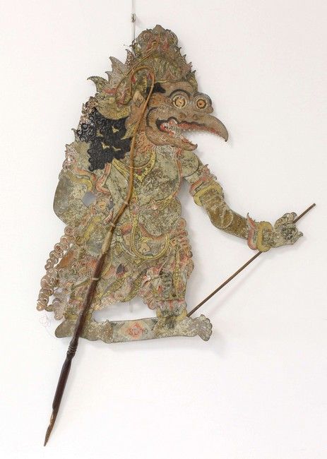 GRANDE MARIONNETTE en cuir découpé polychrome...