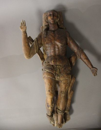 SAINT SEBASTIEN en bois sculpté en ronde...