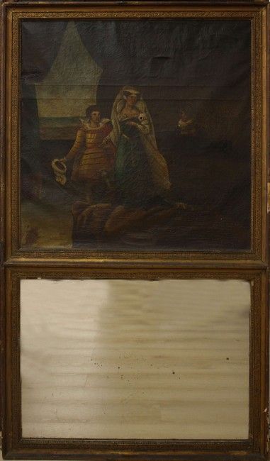 TRUMEAU avec miroir rectangulaire en partie...