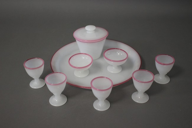 SERVICE A OEUFS en verre opalescent bulle...