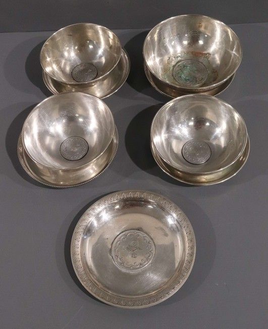NEUF COUPELLES diverses en argent (principalement...