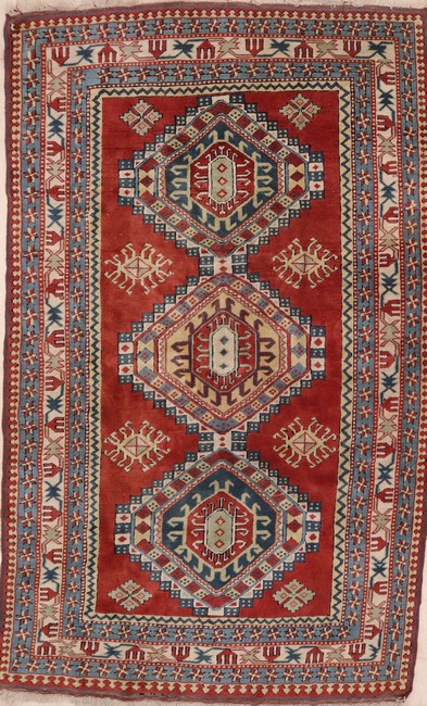 TAPIS rectangulaire en laine polychrome à...