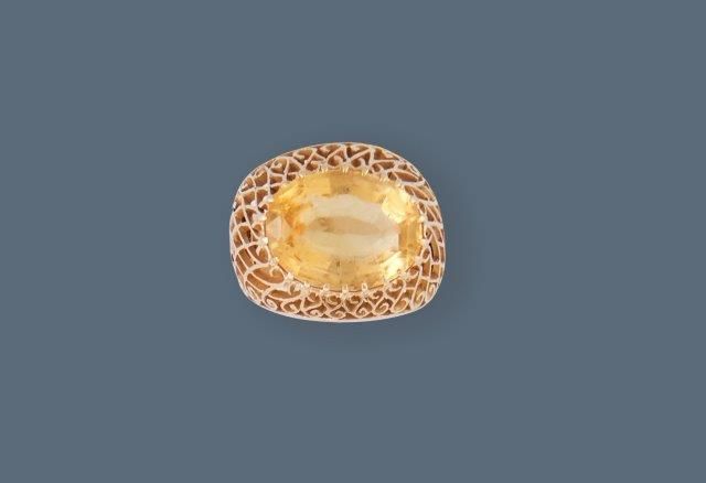 BAGUE en or jaune (750) ornée d'une citrine...