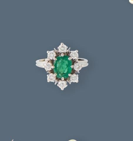 BAGUE MARGUERITE en or gris (750) sertie...