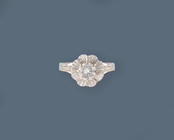 SOLITAIRE en or gris serti d'un diamant taille...