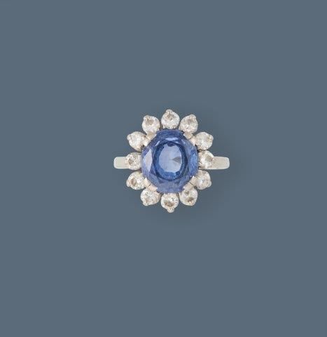 BAGUE "Pompadour" en or gris (750) et platine,...