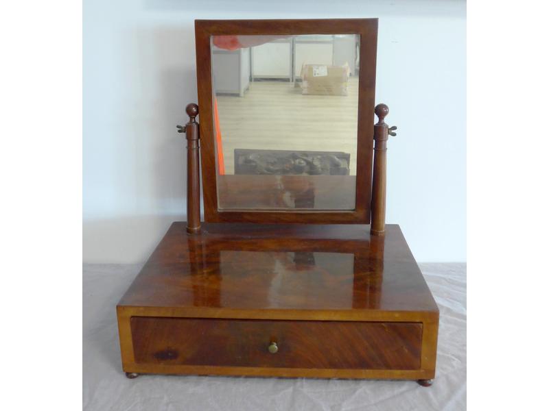 PETIT MIROIR DE TABLE en psyché en acajou...