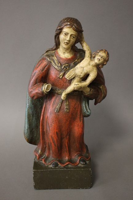 VIÈRGE A l'ENFANT en pied, en bois sculpté...