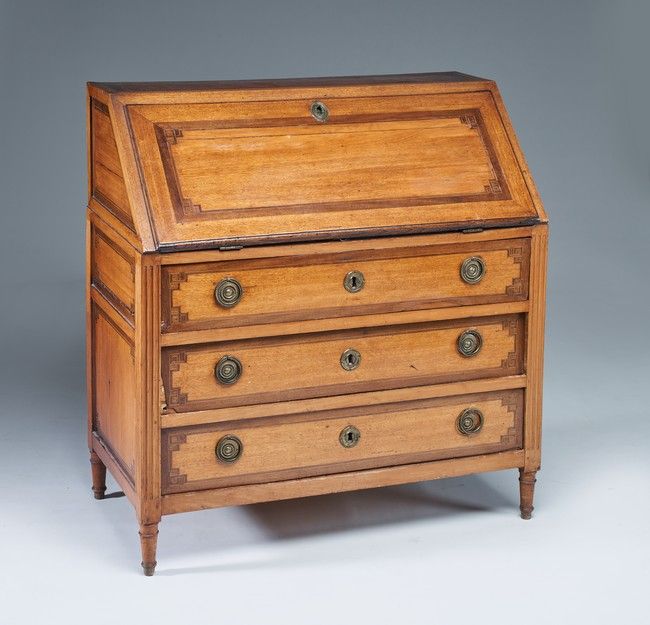 BUREAU DE PENTE en bois de placage ouvrant...