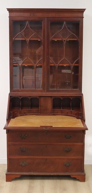 BIBLIOTHÈQUE-SCRIBAN à deux corps en acajou...