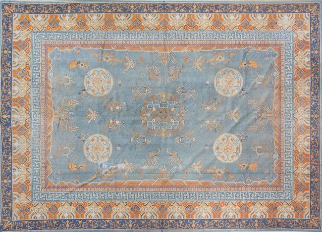 TAPIS rectangulaire en laine polychrome à...