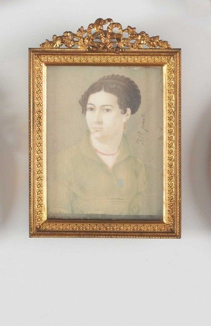MINIATURE SUR IVOIRE rectangulaire, portrait...