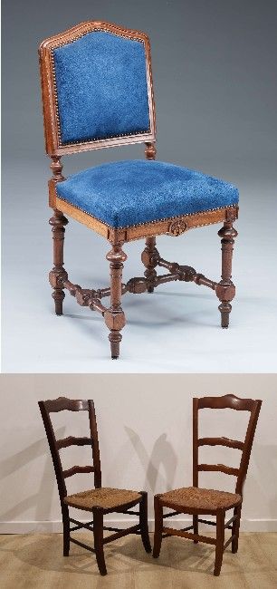 CHAISE en noyer à dossier plat en chapeau...
