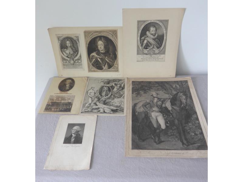 HUIT GRAVURES en noir représentant principalement...