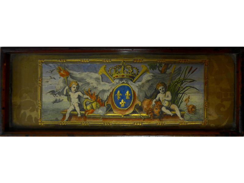 GRAVURE aux armes de France avec lion et...