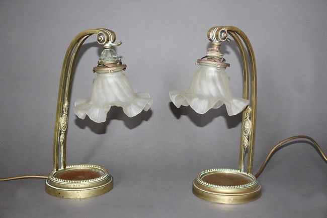 PAIRE DE LISEUSES en bronze doré, le fût...