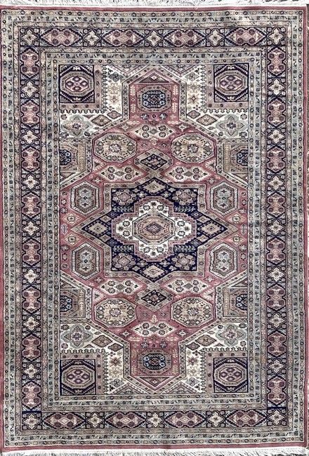 TAPIS rectangulaire en laine polychrome,...