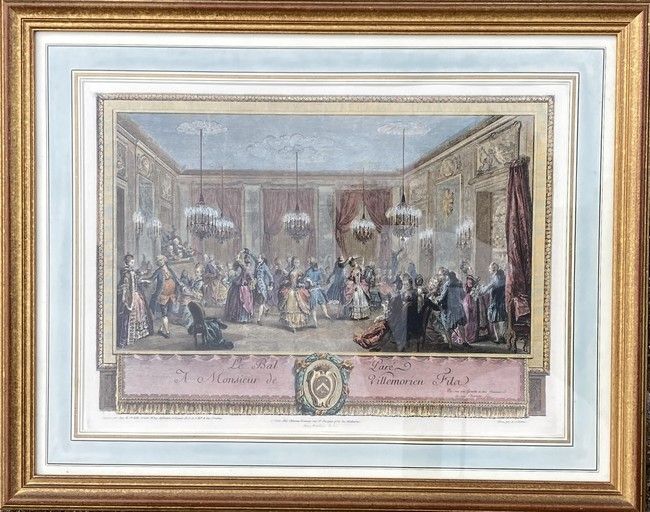 ENSEMBLE DE TROIS GRAVURES réhaussées polychrome...