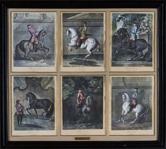 ENSEMBLE DE SIX GRAVURES réhaussées polychromes...