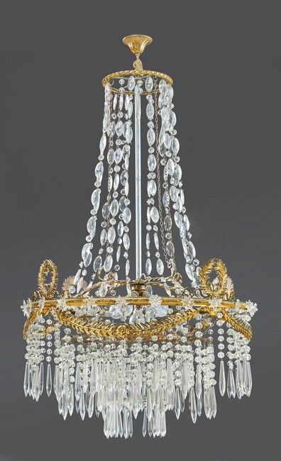LUSTRE de forme montgolfière en bronze doré...