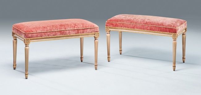 PAIRE DE BANQUETTES rectangulaires en bois...