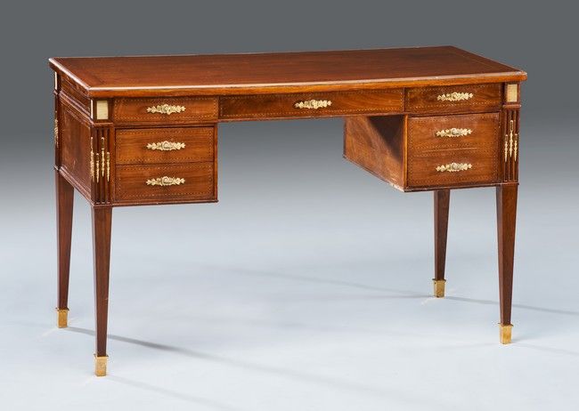 BUREAU rectangulaire en bois teinté acajou...