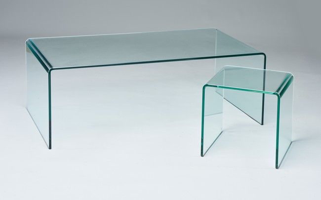 TABLE BASSE rectangulaire en verre plié et...