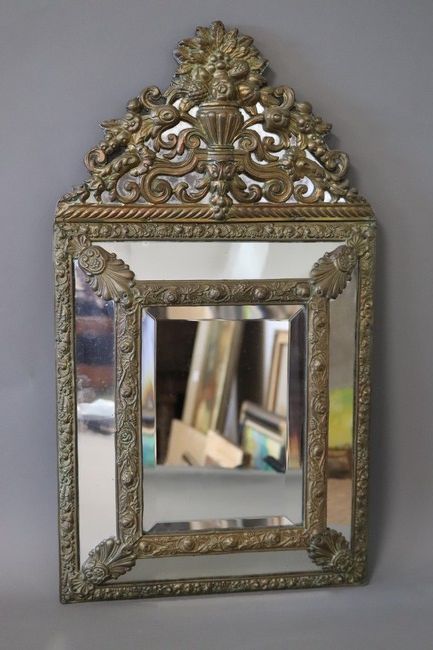 MIROIR A PARCLOSES en laiton anciennement...