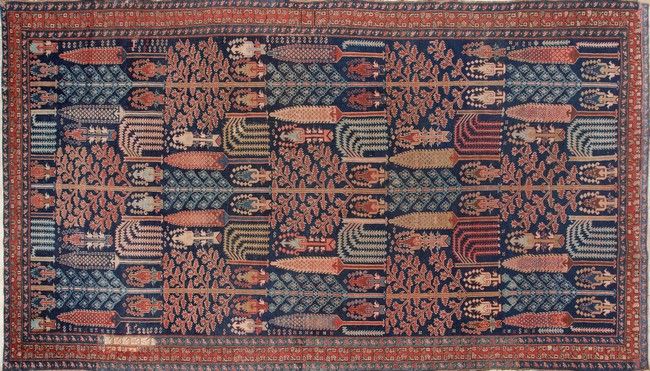 TAPIS rectangulaire en laine polychrome à...