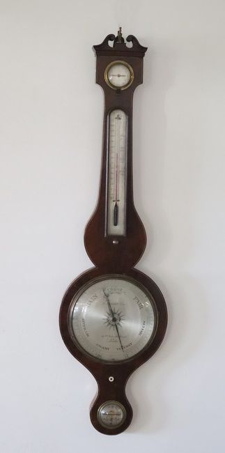 BAROMETRE-THERMOMETRE de forme violonée en...