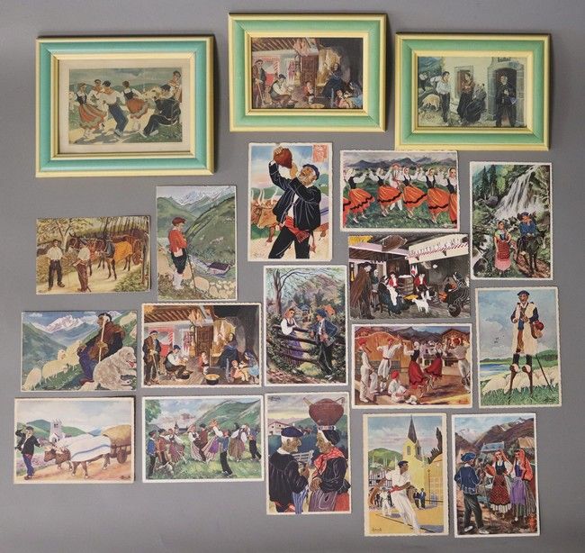 LOT DE 19 CARTE-POSTALES chromolithographiées...